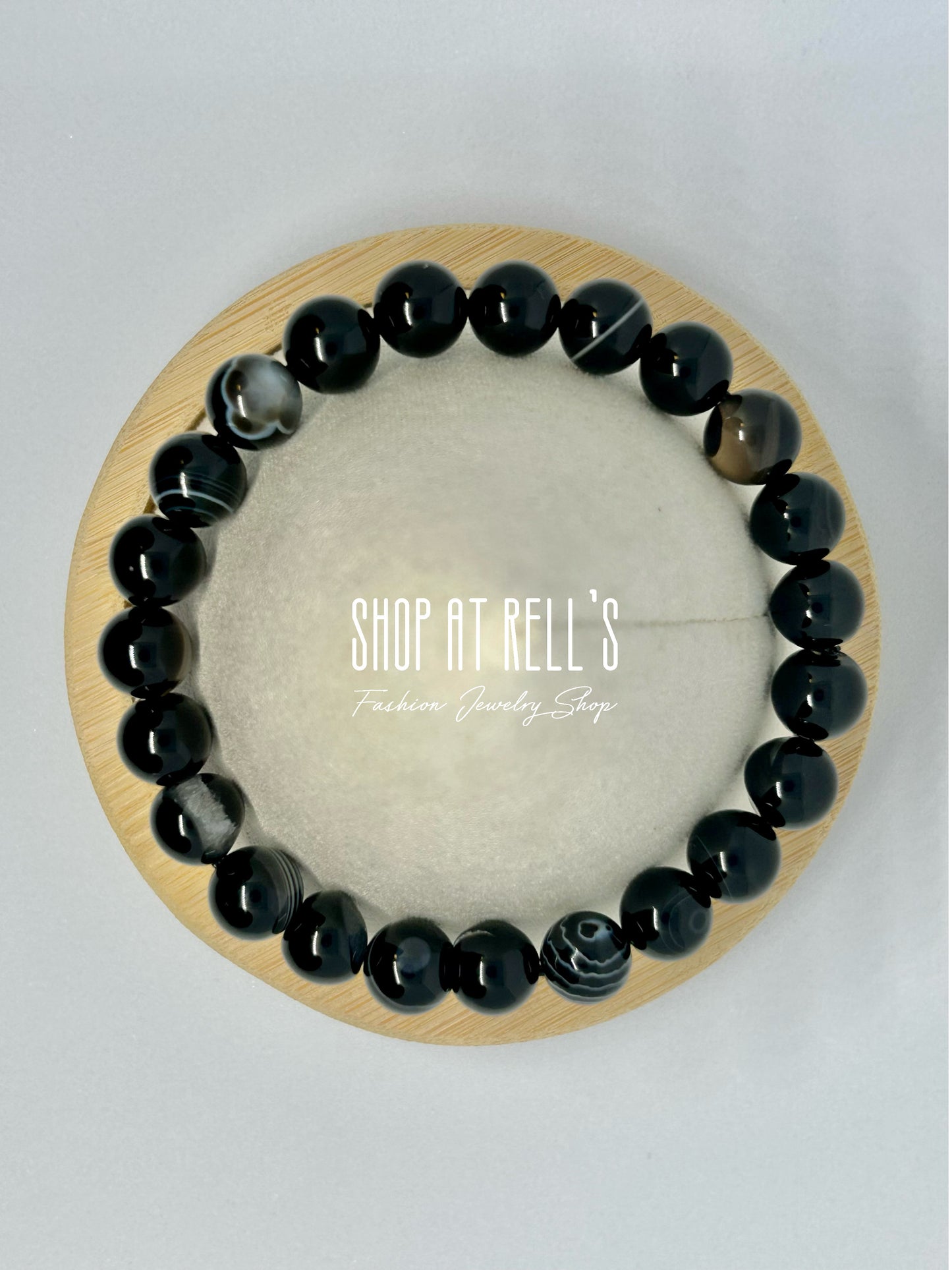 Black agate stone bracelet