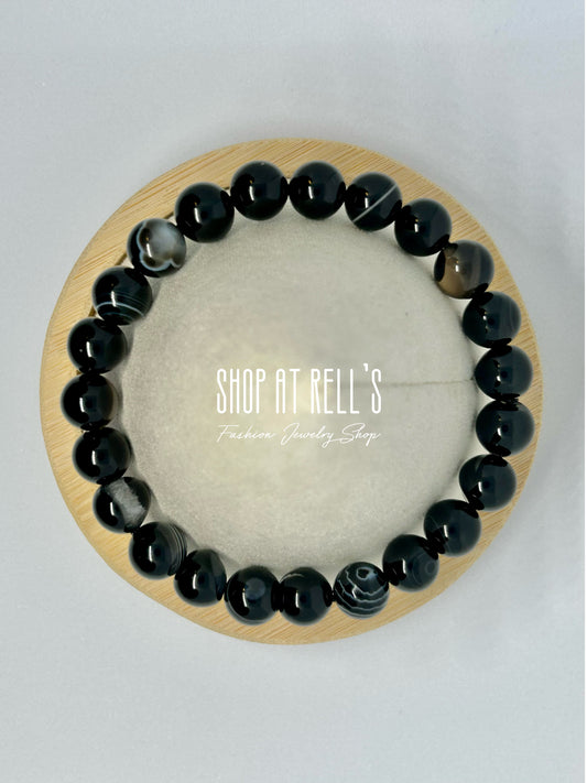Black agate stone bracelet 